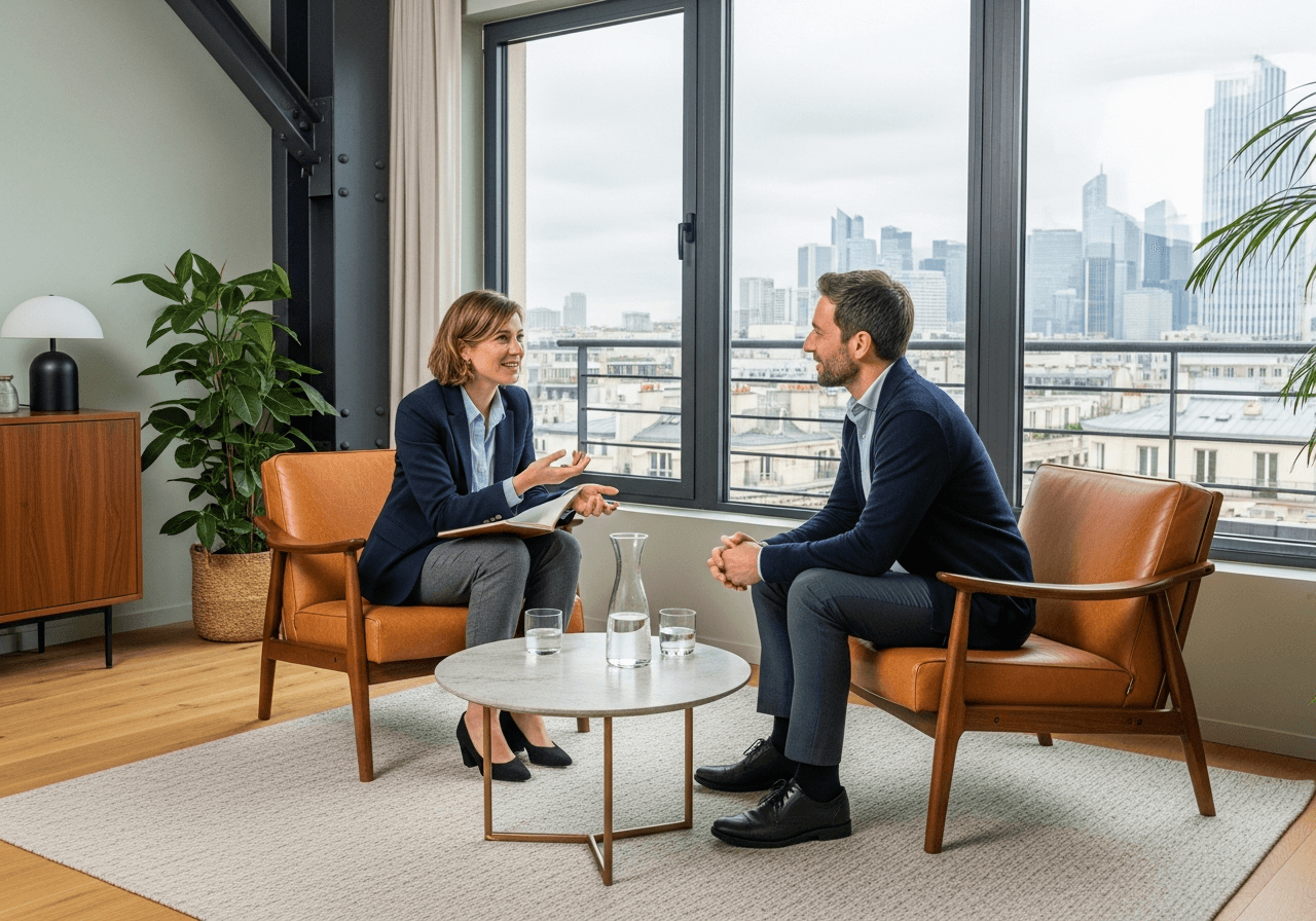 Consultant en recrutement avec un candidat